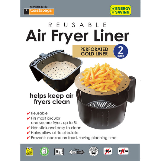 Air Fryer Liner, Gold, Perforated, 2L-5L