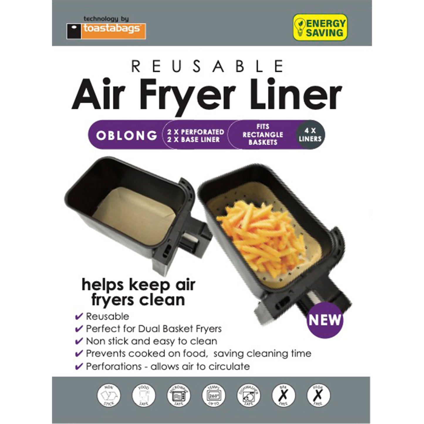 Air Fryer Liner - Dual, Oblong x4