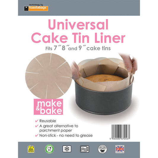 Universal Cake Tin Liner - Fits 7", 8" & 9" Tins, pack of 2