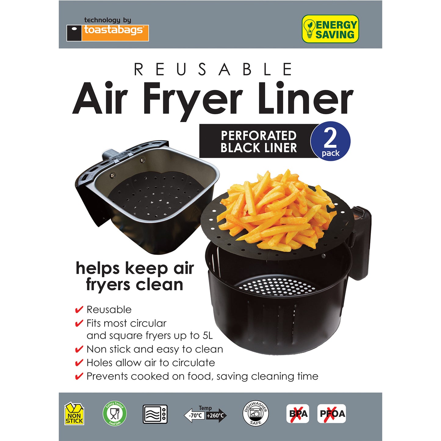Toastabags Reusable Air Fryer Liner - Pack Of 2