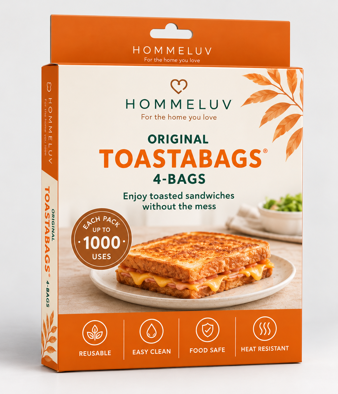 HOMMELUV toastabags, pack of 4 bags, 1000 uses per pack